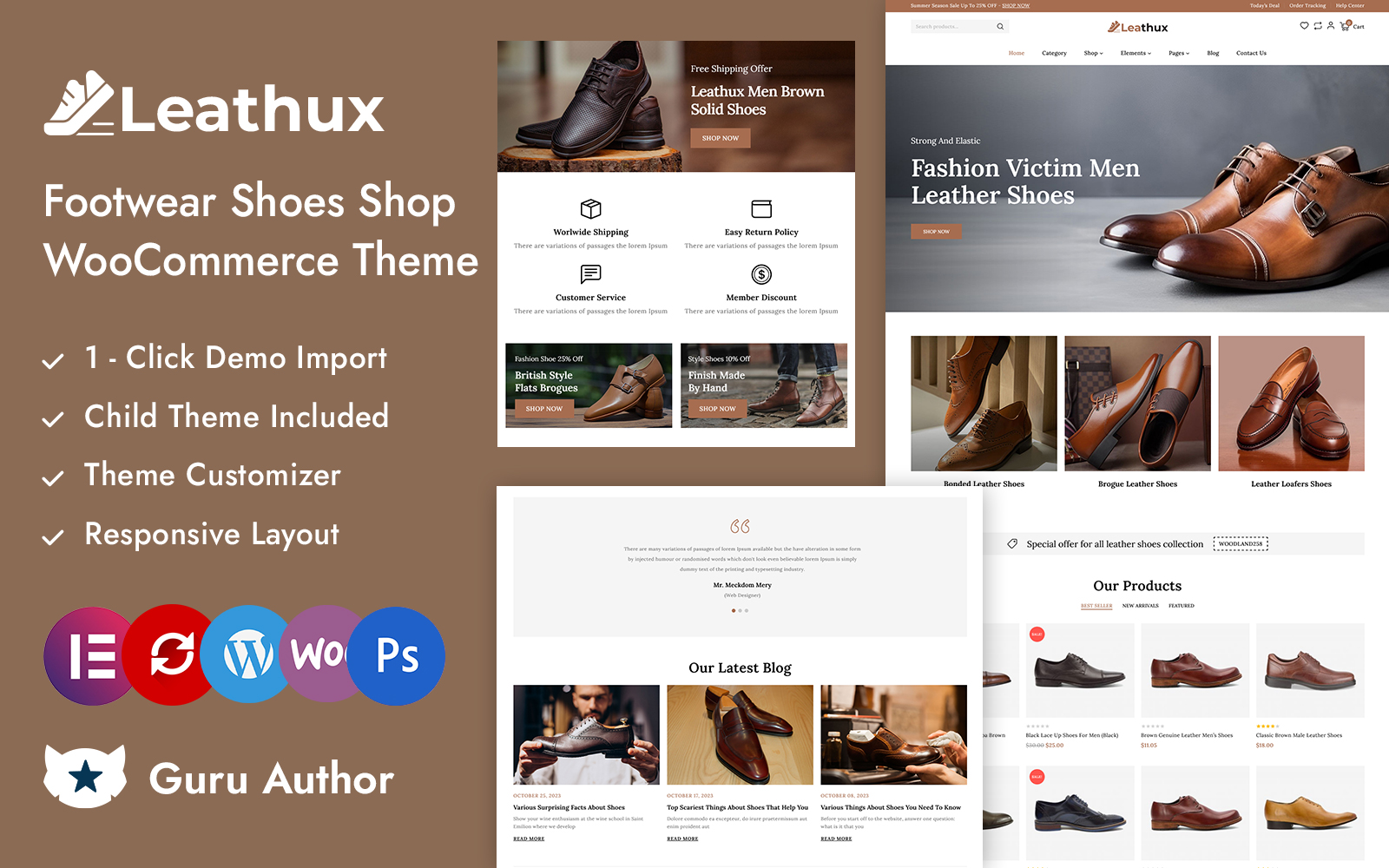 Lethux - Leather Shoes & Footwear Store Elementor WooCommerce Responsive Theme