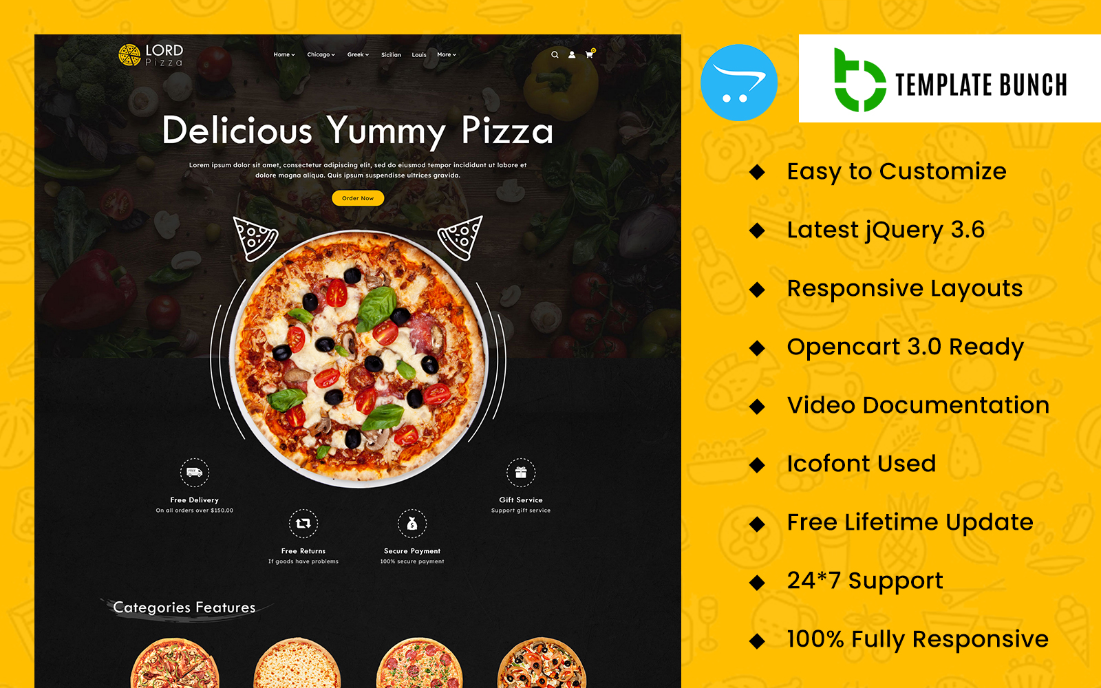 Lord Pizza Store Opencart Responsive Theme for eCommerce