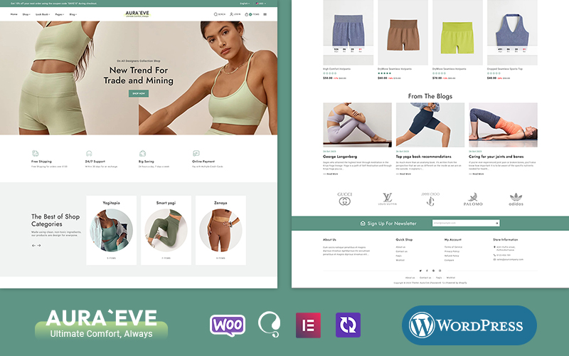 AuraEve - WooCommerce Theme For Yoga Wear, Fitness & Sports