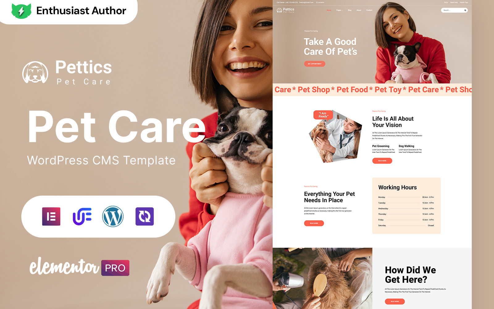 Pettics - Pet Care WordPress Elementor Theme