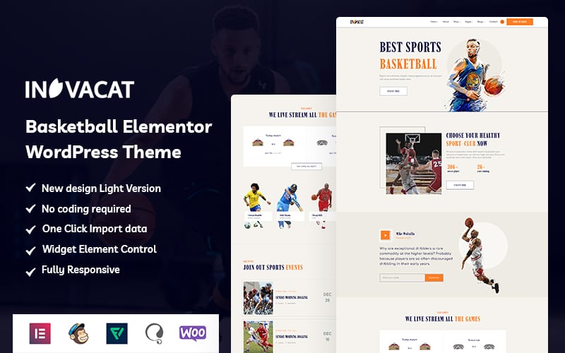 Invacat - Basketball Elementor WordPress Theme