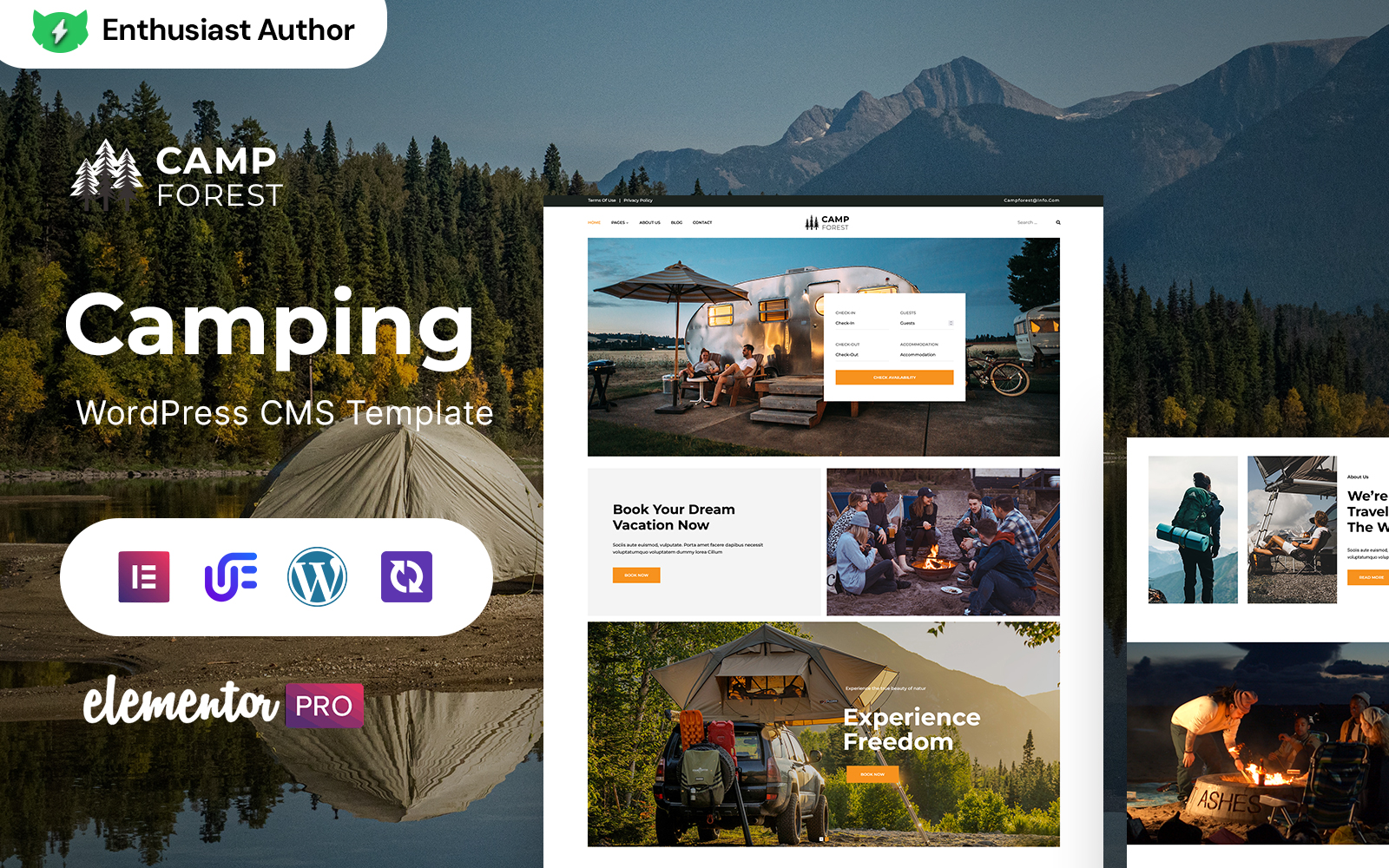 Camp Forest - Camping, Hiking And Adventure WordPress Elementor Theme