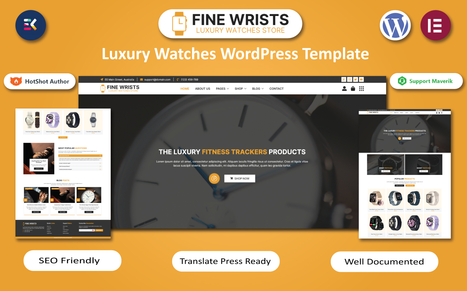 Fine Wrists - Luxury Watches Selling Store WordPress Elementor Template