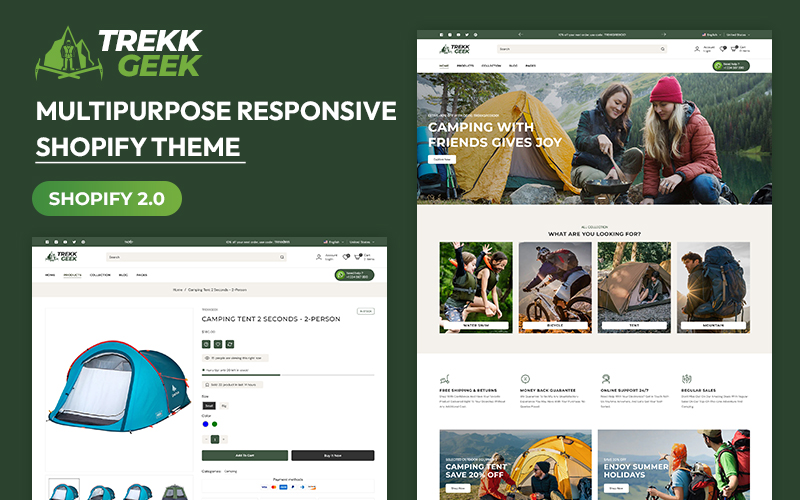 Trekk Geek - Tour Adventure Trekking & Camping, Hiking Multipurpose Shopify 2.0 Responsive Theme