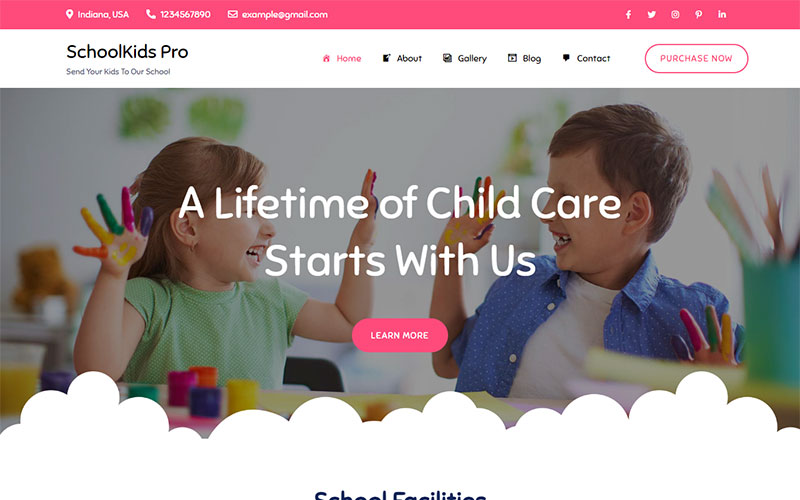 SchoolKids Pro - Kindergarten and Preschool WordPress Theme