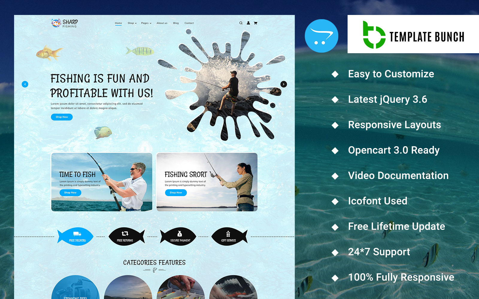 Sharp Fishing - eCommerce Themes and Templates on opencart