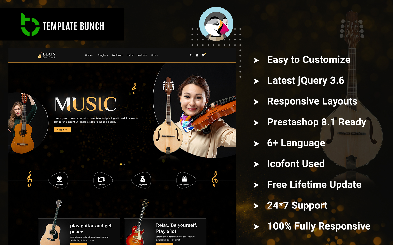 Beats Guitar - Responsive Prestashop Theme for eCommerce