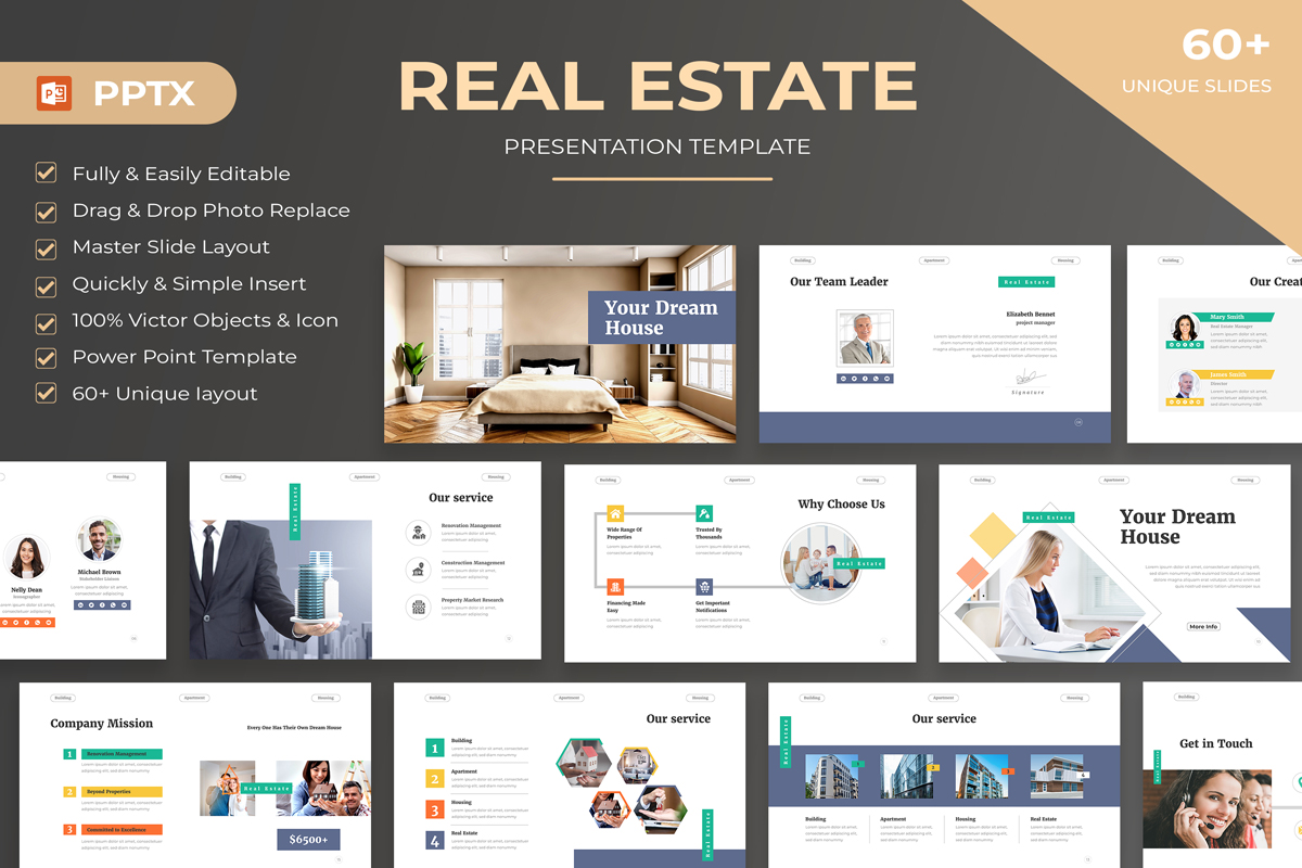 Creative Real Estate Presentation Template Layout