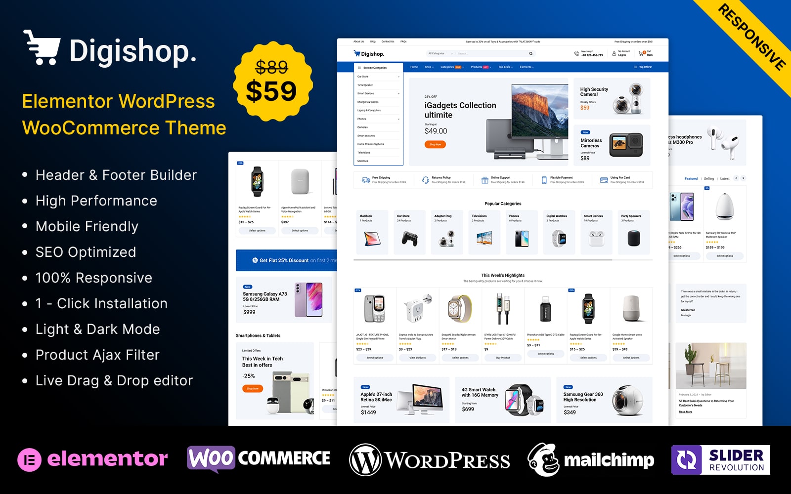 DigiShop– Digial and Electronics Elementor WooCommerce Store