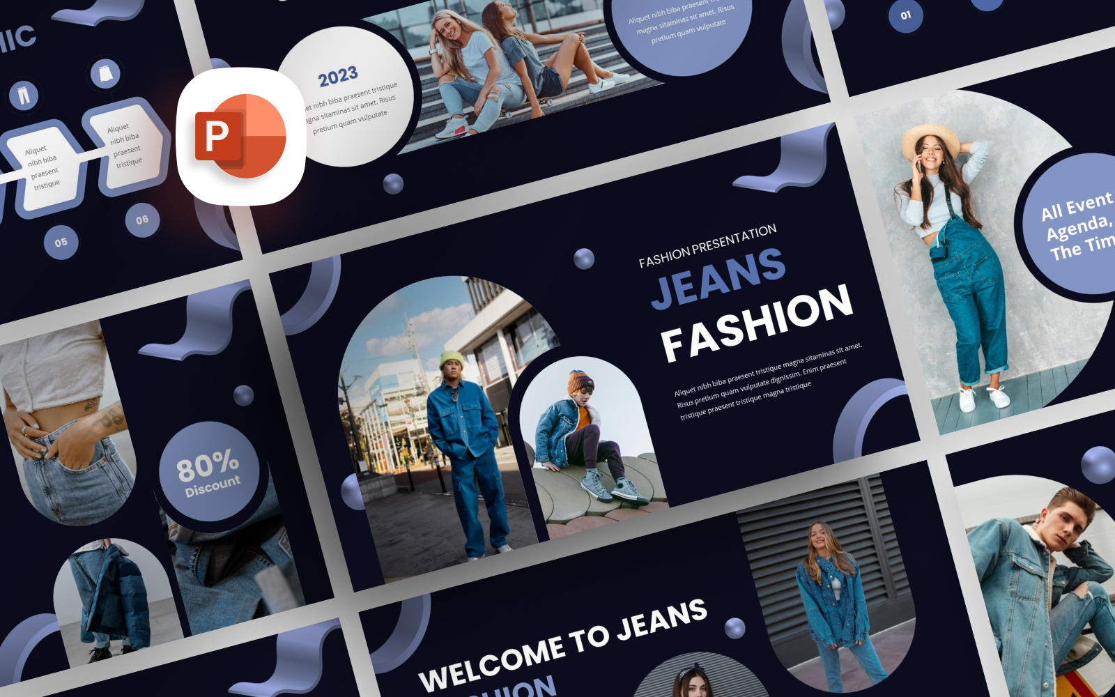 Y2K Modern Jeans Fashion PowerPoint Template