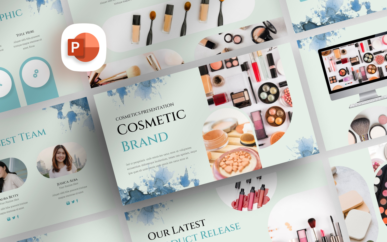 Watercolored Cosmetics Brand PowerPoint Template