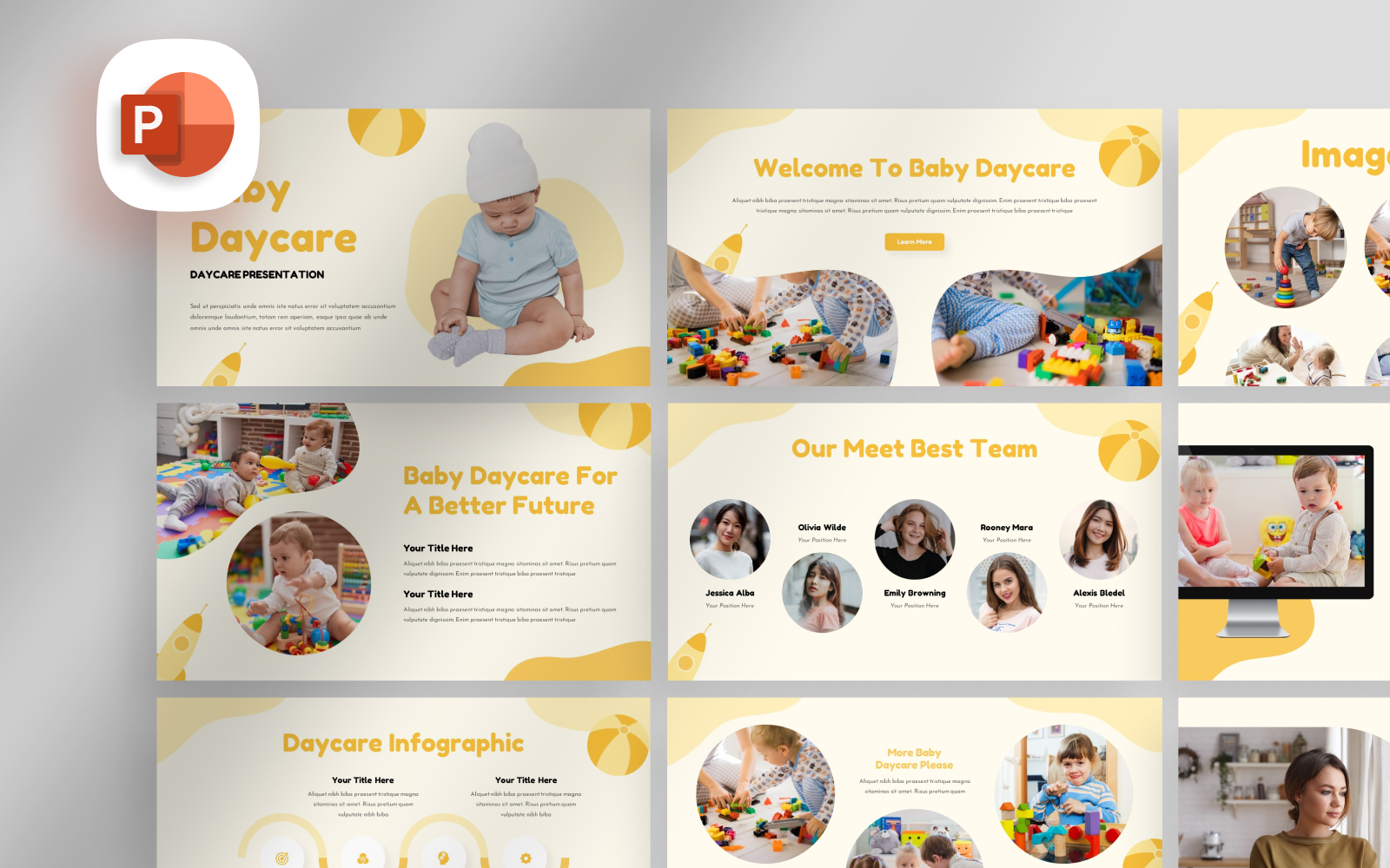 Cute Baby Daycare PowerPoint Template