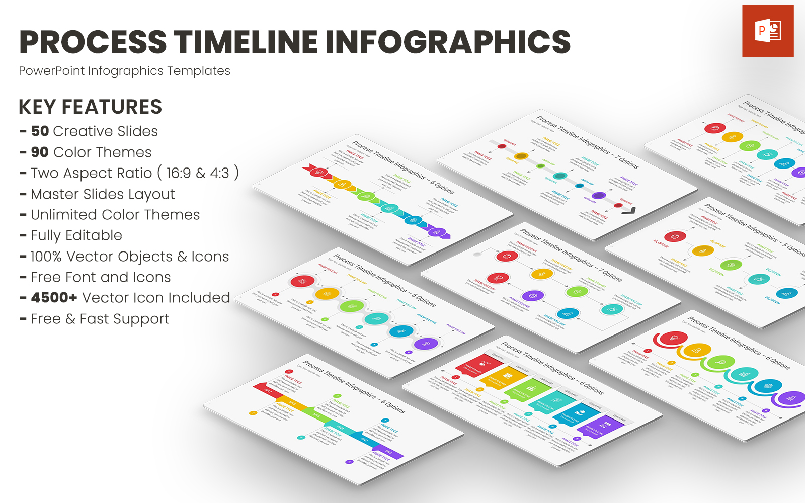 Process Timeline Infographics PowerPoint Templates