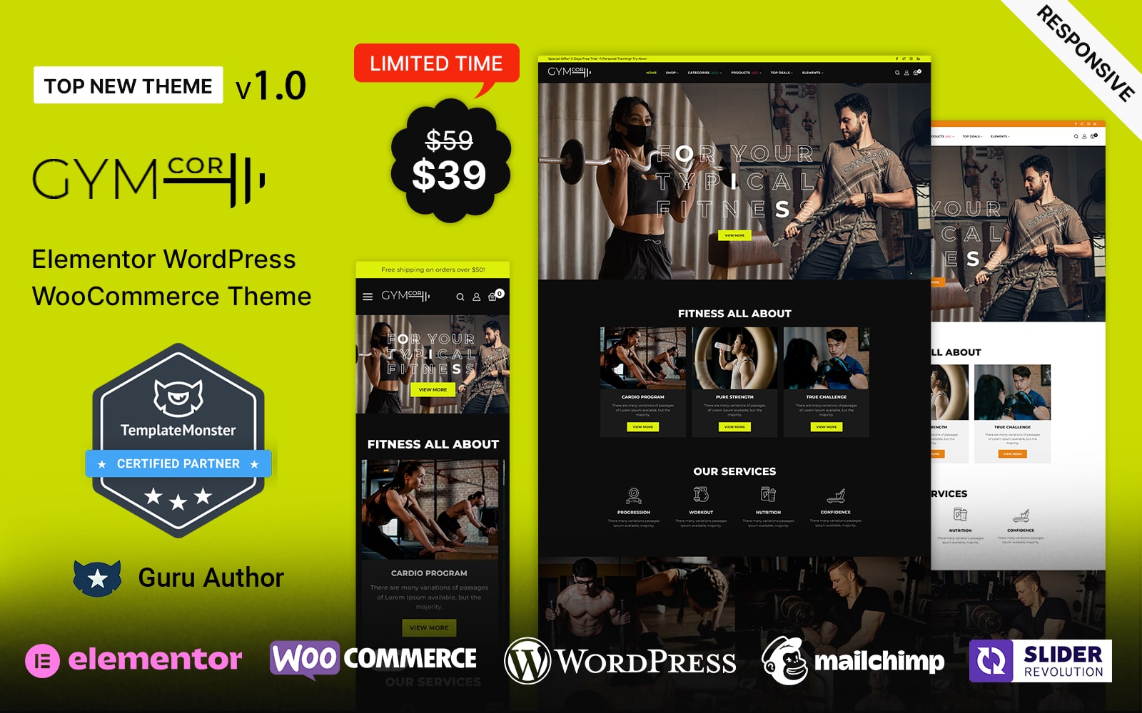 Gymcor - Gym and Fitness Elementor WordPress Theme