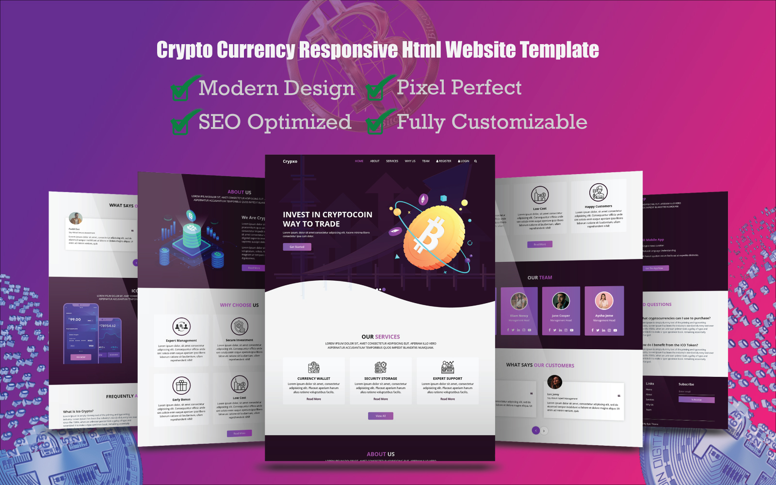Crypxo - trading & crypto currency HTML responsive website Template