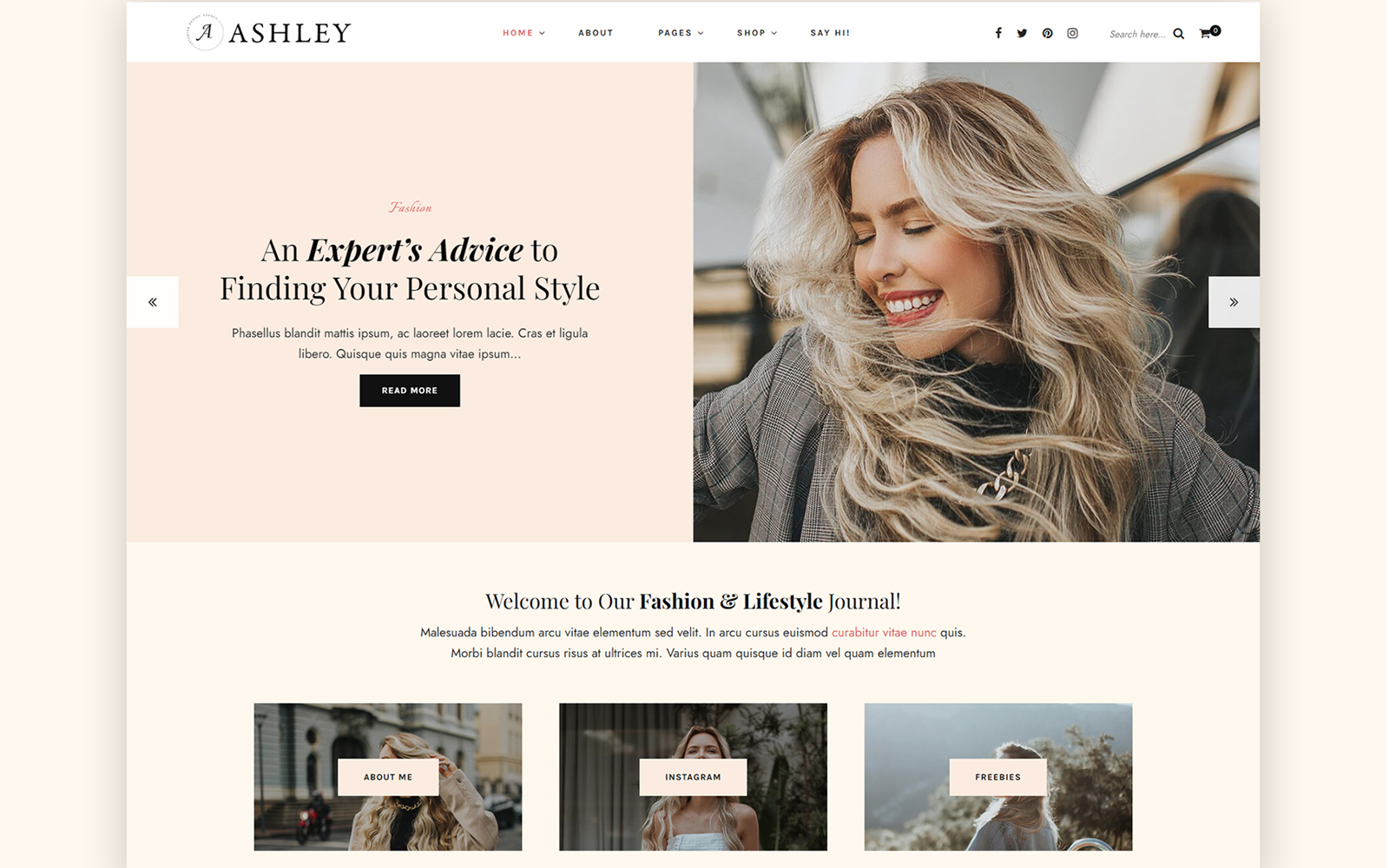 Ashley - A Personal Lifestyle WordPress Blog Theme