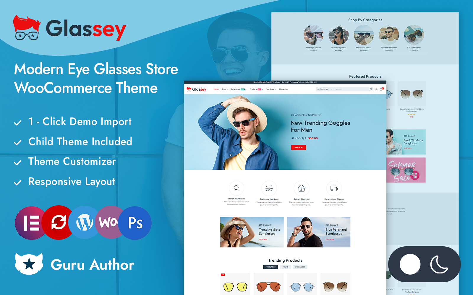 Glassey - Glasses and Eyewear Store Elementor WooCommerce Responsive Theme