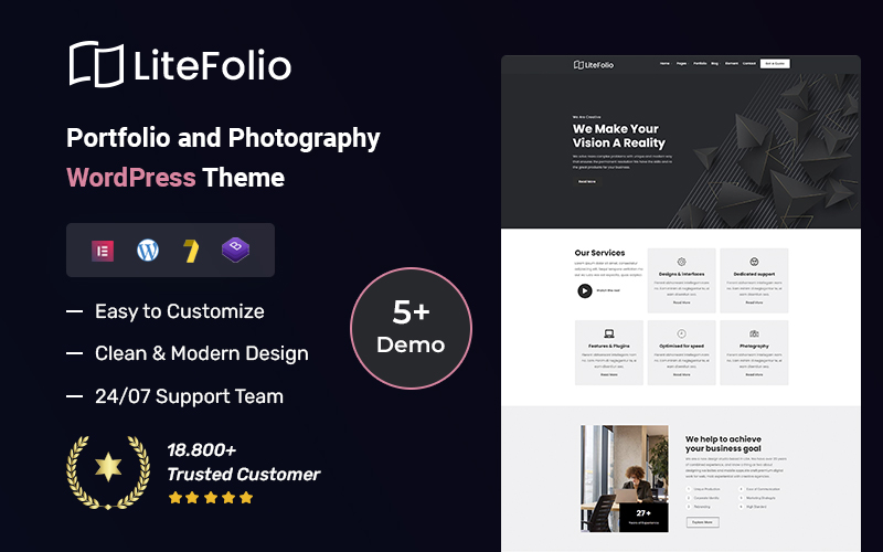 Litefolio - Portfolio  and Photography  WordPress Theme