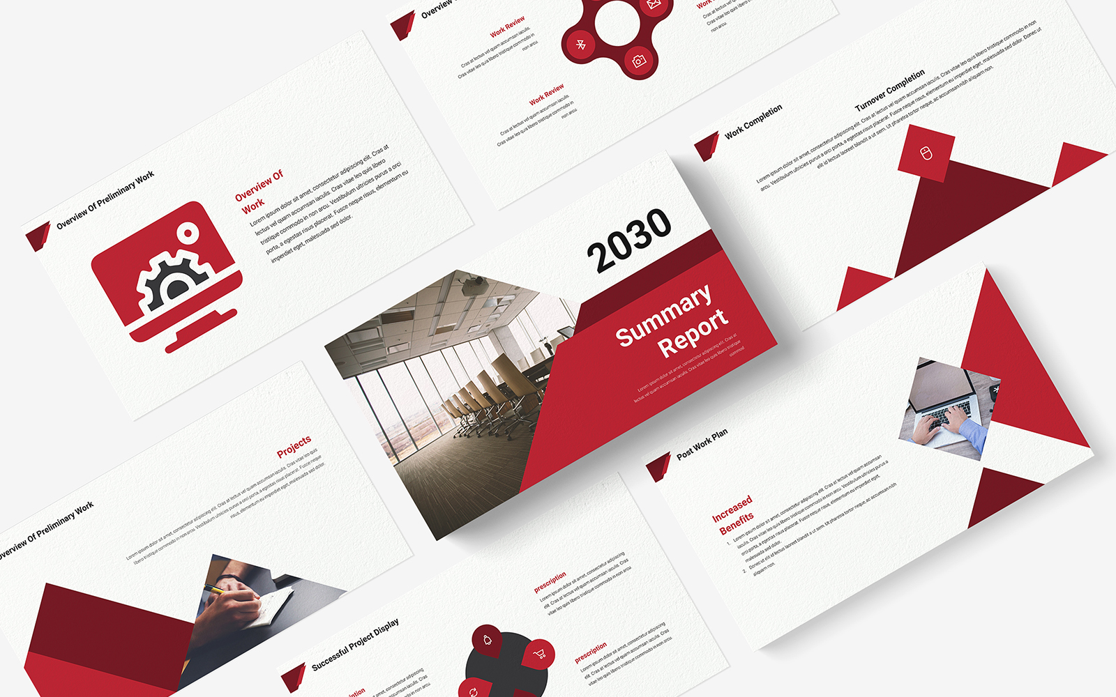 Red Modern Summary Report PowerPoint Template