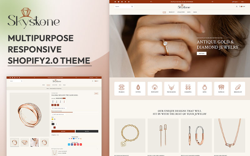 Skystone - Modern Luxurious Jewelry & Fashion Multipurpose Shopify 2.0 Responsive Theme