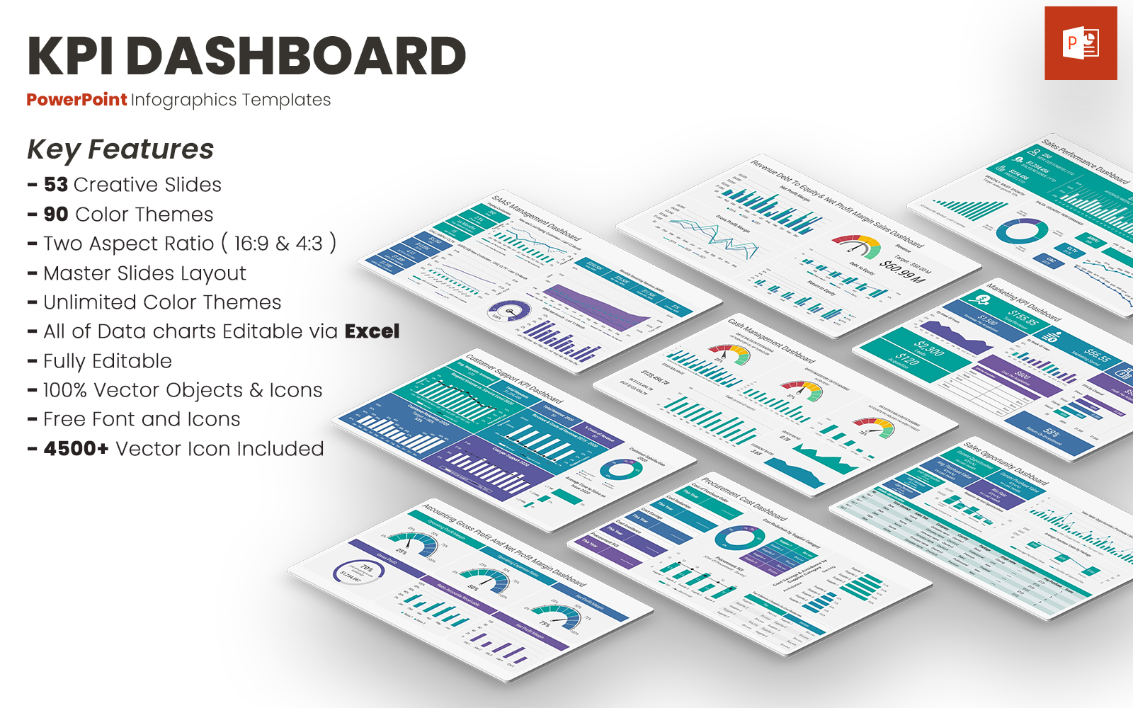 KPI Dashboard PowerPoint Templates