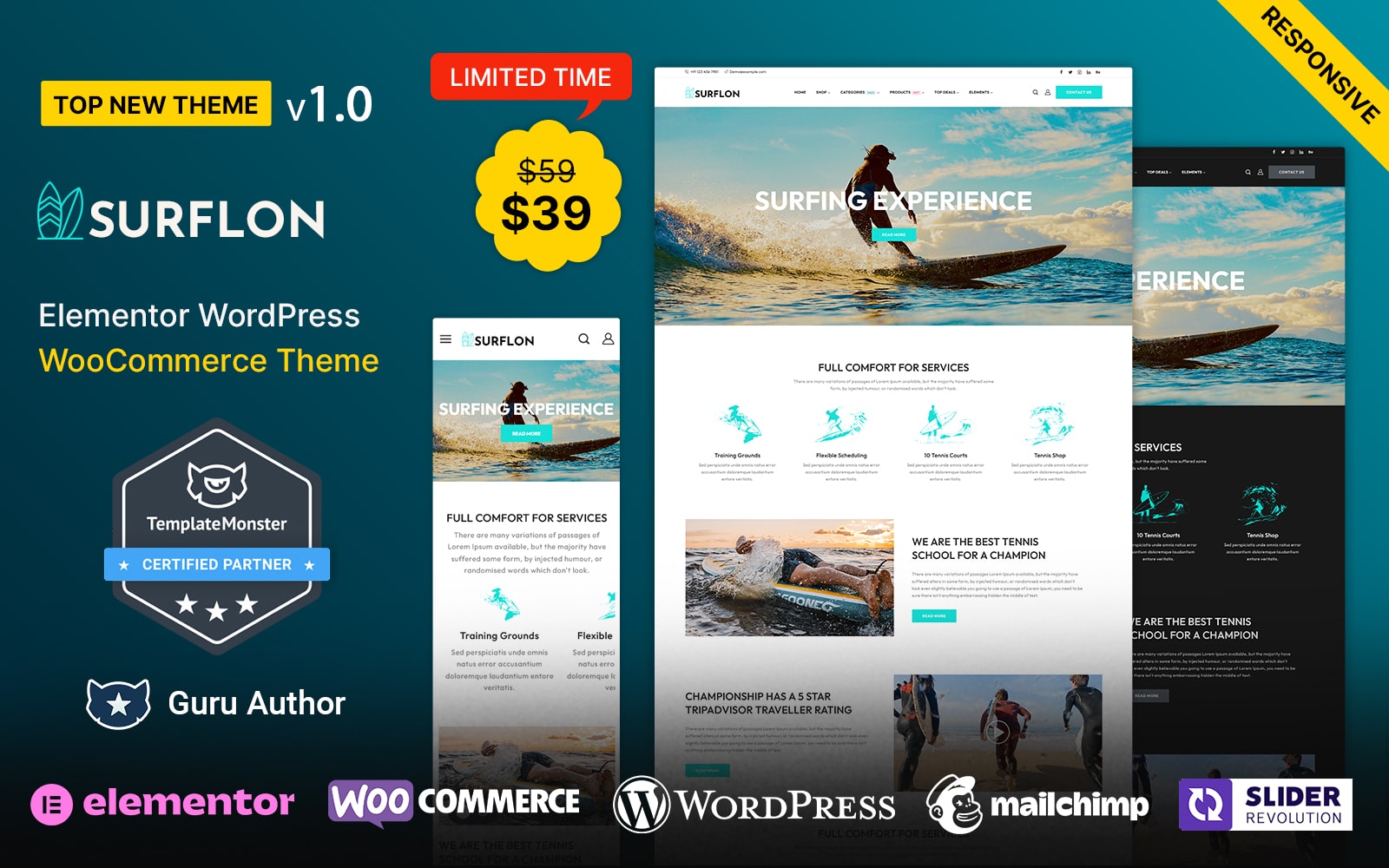 Surflon - Surfing Club and Surf Board Elementor WordPress Theme