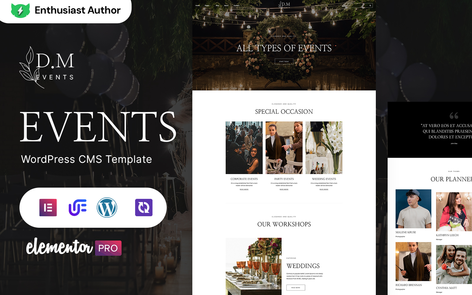 D.M Events - Events Planner And Wedding Planner WordPress Theme