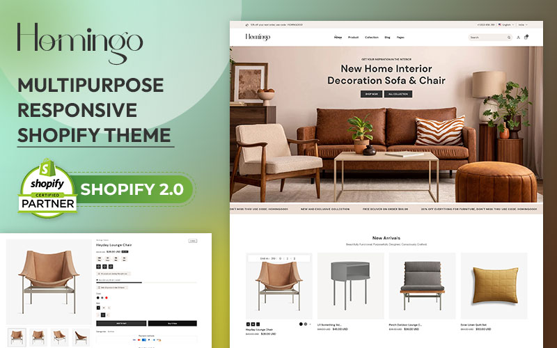 Homingo - Modern Home Interior Decor & Furniture Multipurpose Shopify 2.0 Responsive Theme