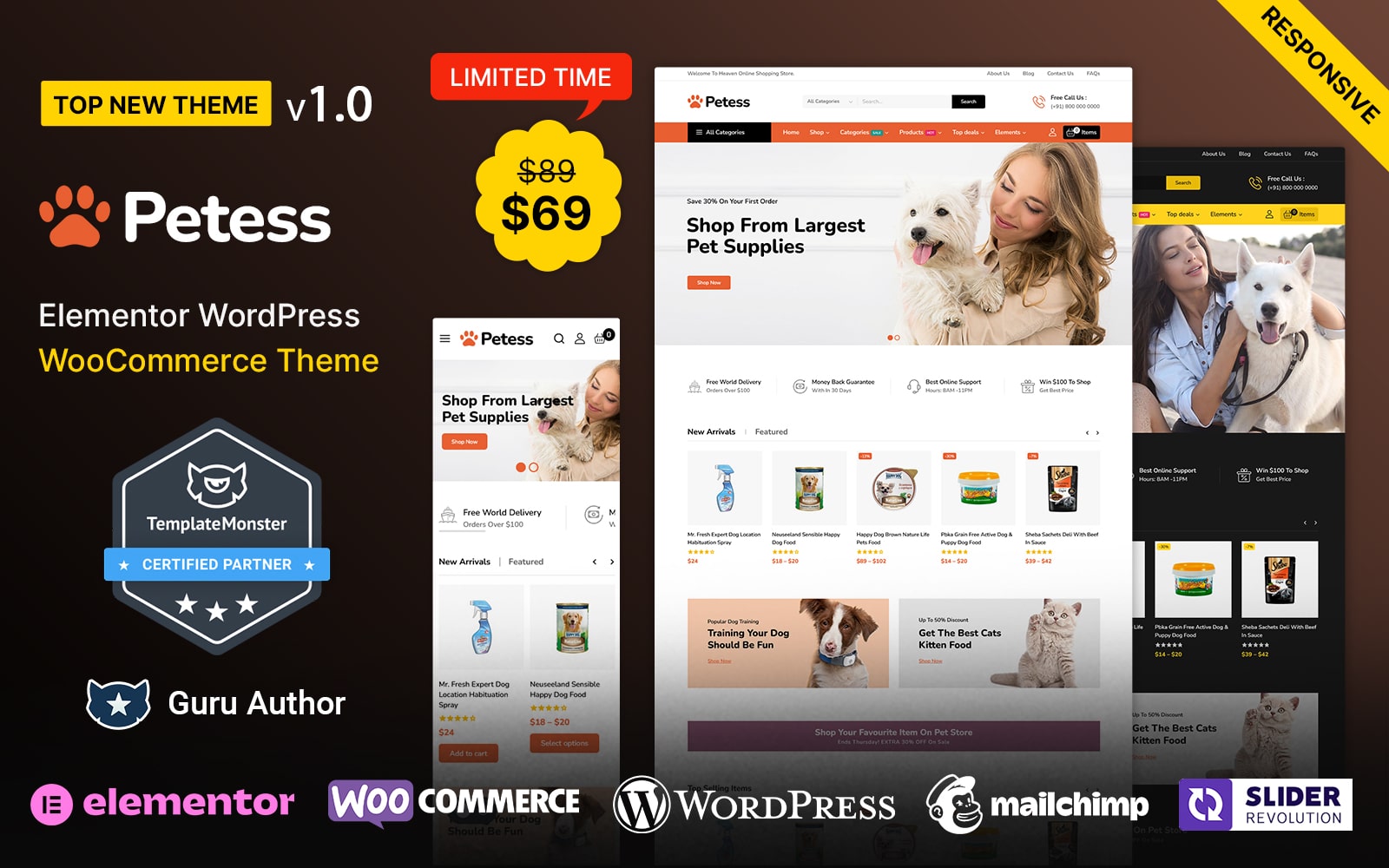 Petess - Pet Shop and Pet Care and Pet Food Elementor WooCommerce Theme