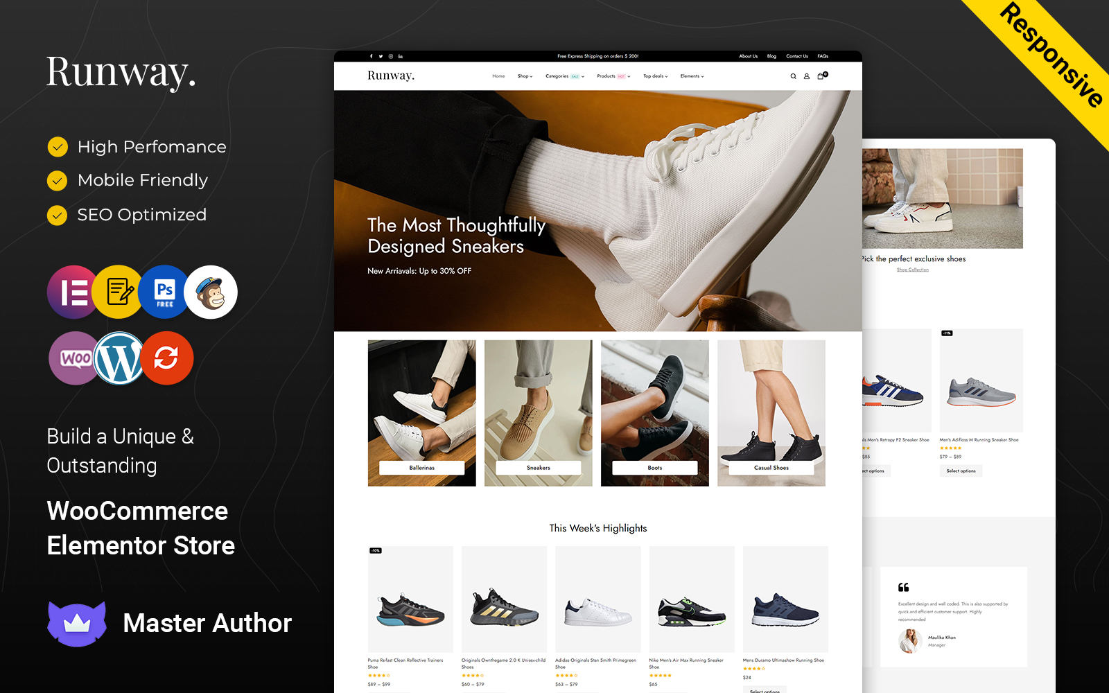 Runway - Shoes and Fashion Elementor WooCommerce Theme
