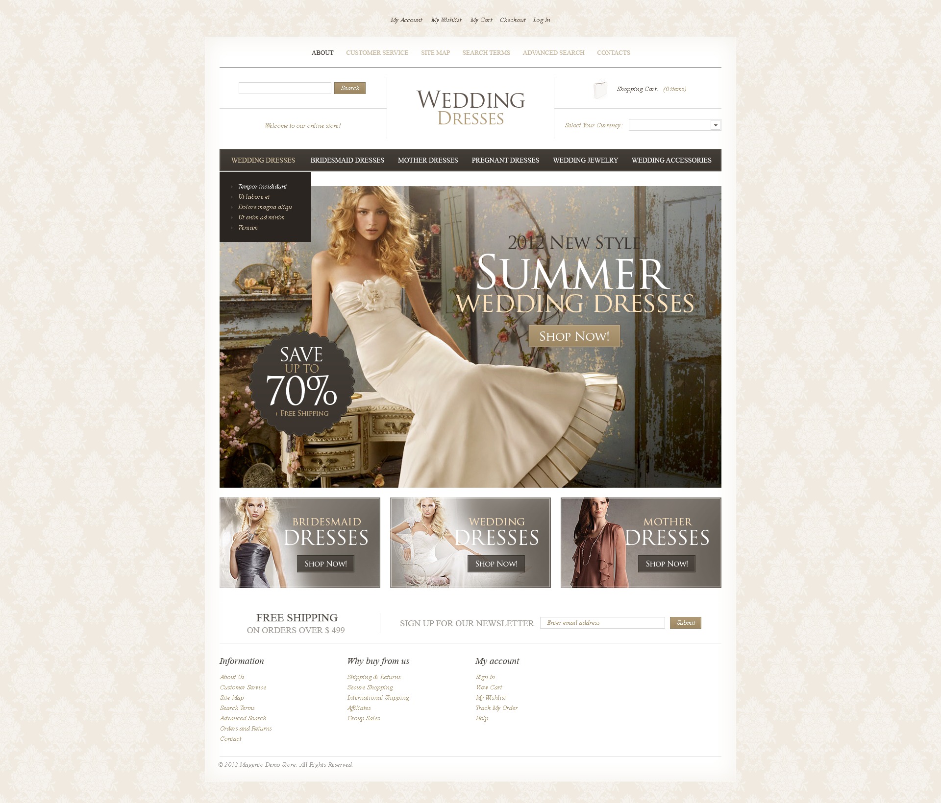 wedding shop website