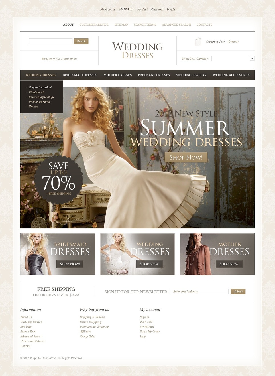wedding shop website