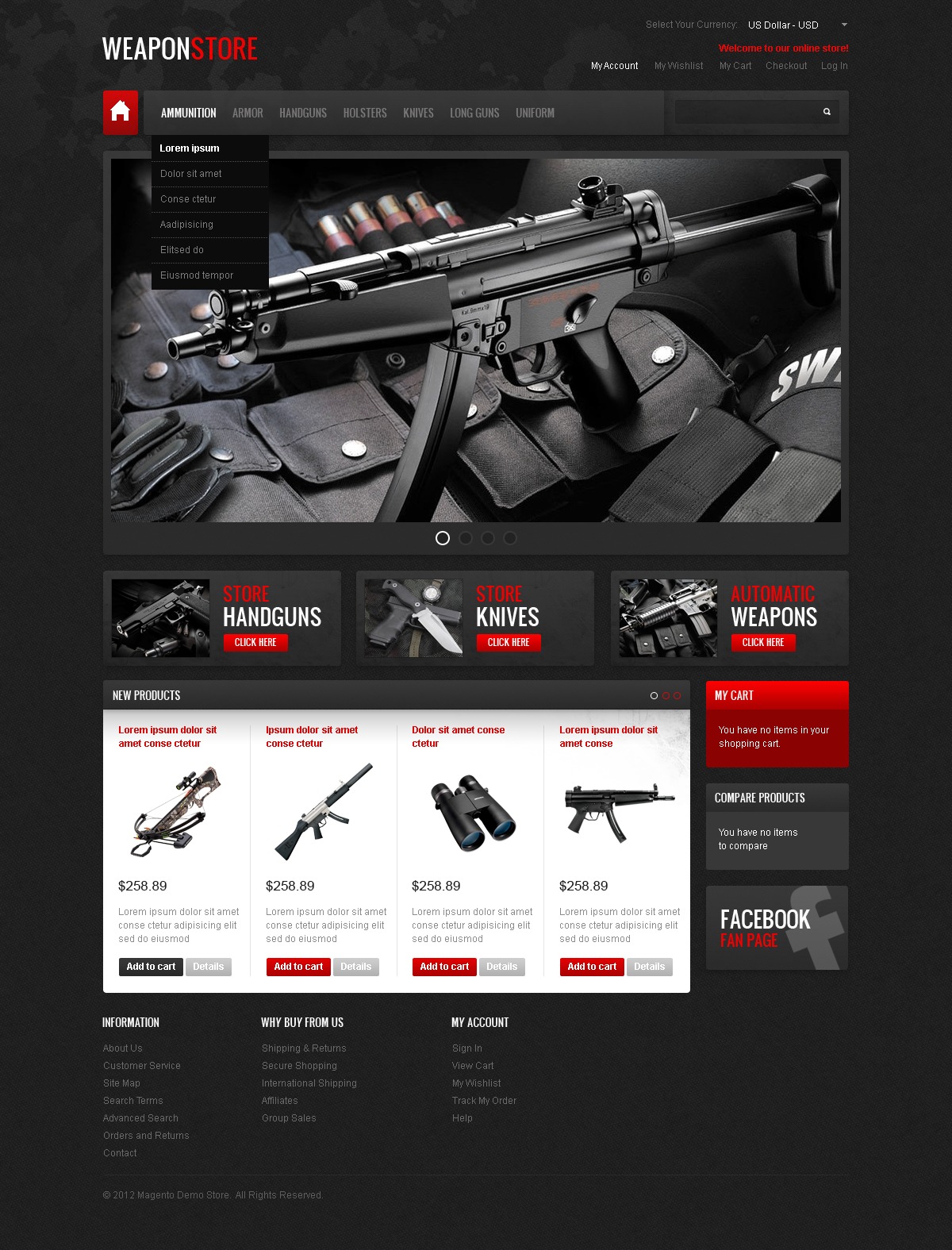 Vigorous Weapons Magento Theme | ProperHost