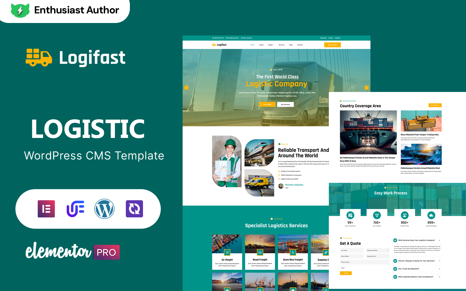 Logifast - Transportation & Logistics WordPress Elementor Theme