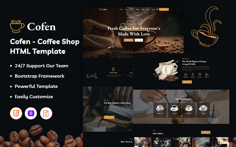 Cofen – Coffee Shop Website Template