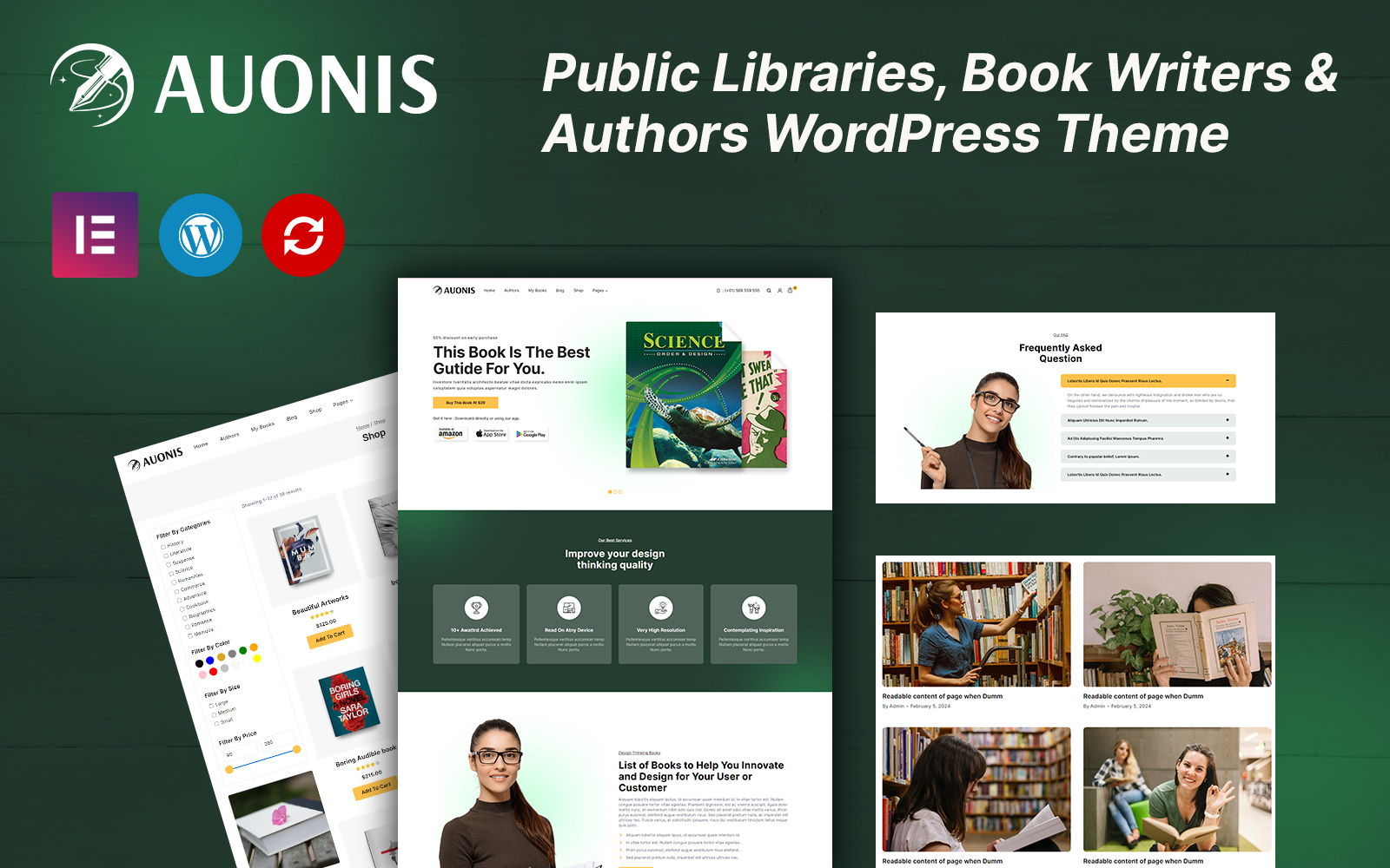 Auonis - Public Libraries, Book Writers, and Authors WordPress Theme