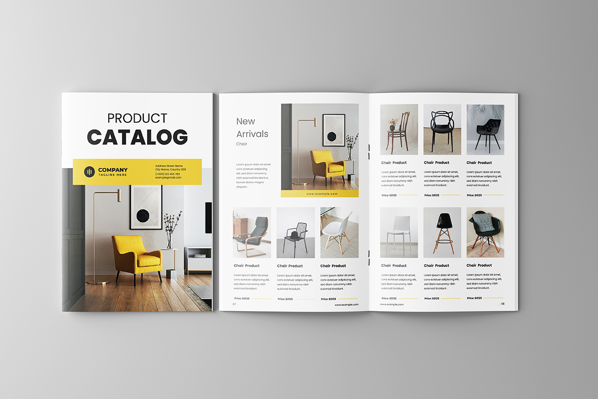 Furniture Product Catalog Template Table catalogue layout.