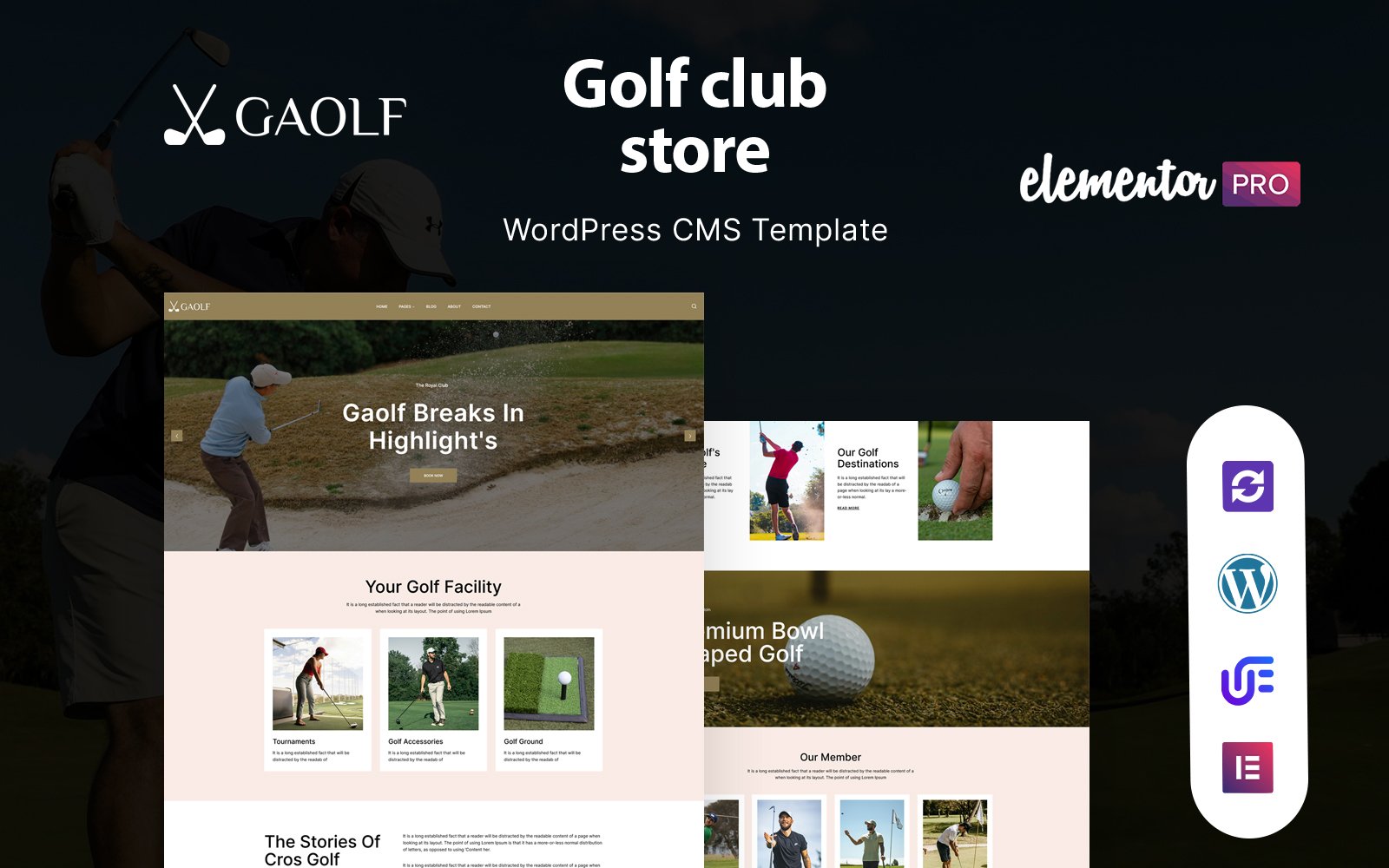Gaolf - Golf Club And Course WordPress Elementor Theme