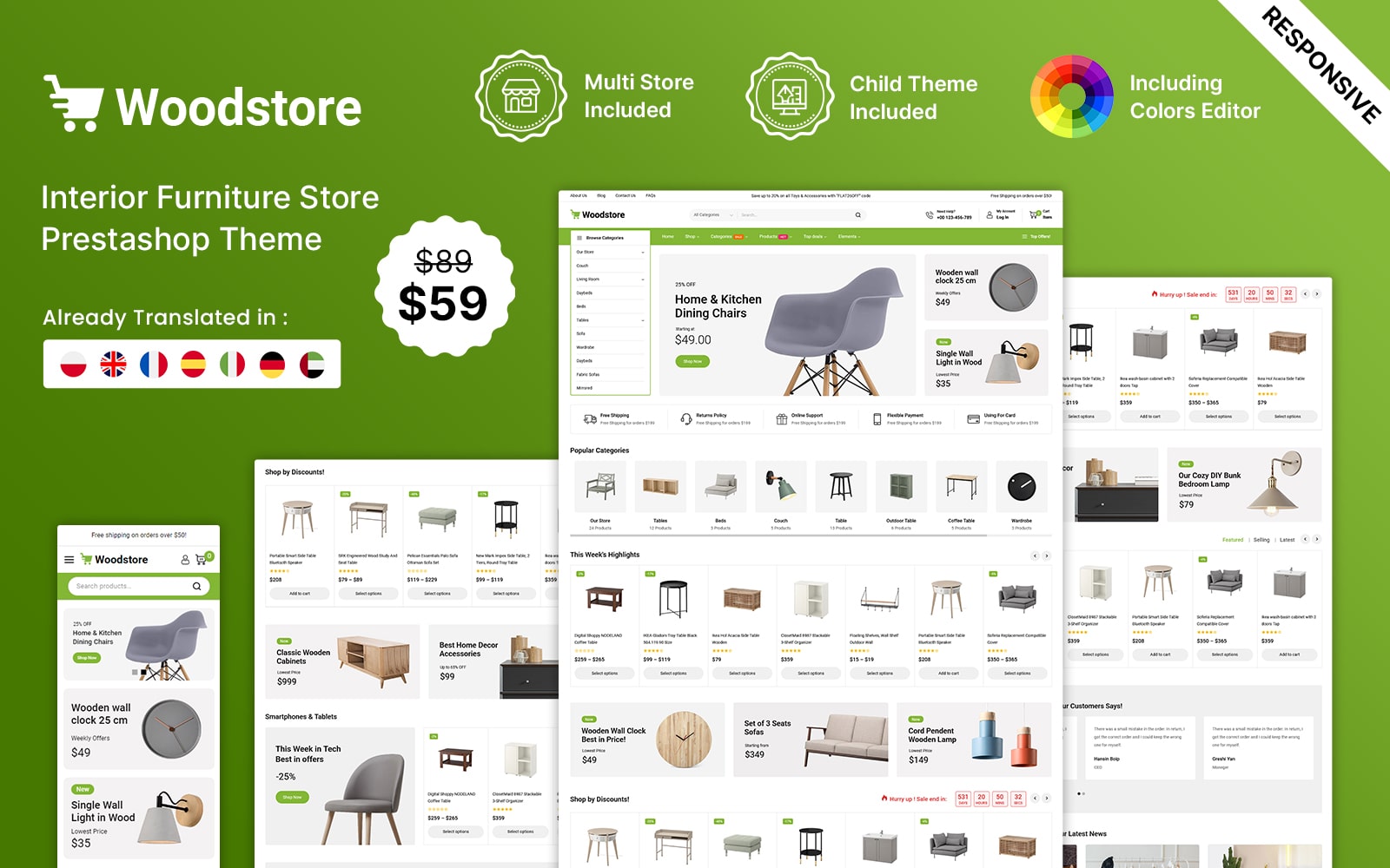 WoodStore - Furniture and Mega Store Responsive PrestaShop Theme