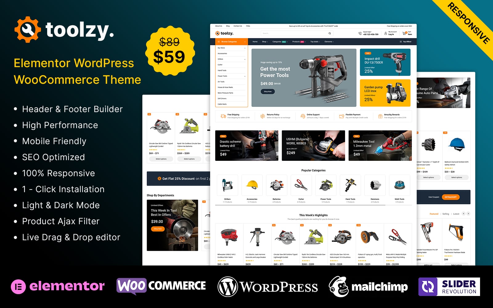 Toolzy – Tools, Spare Parts and Equipment Elementor WooCommerce Store