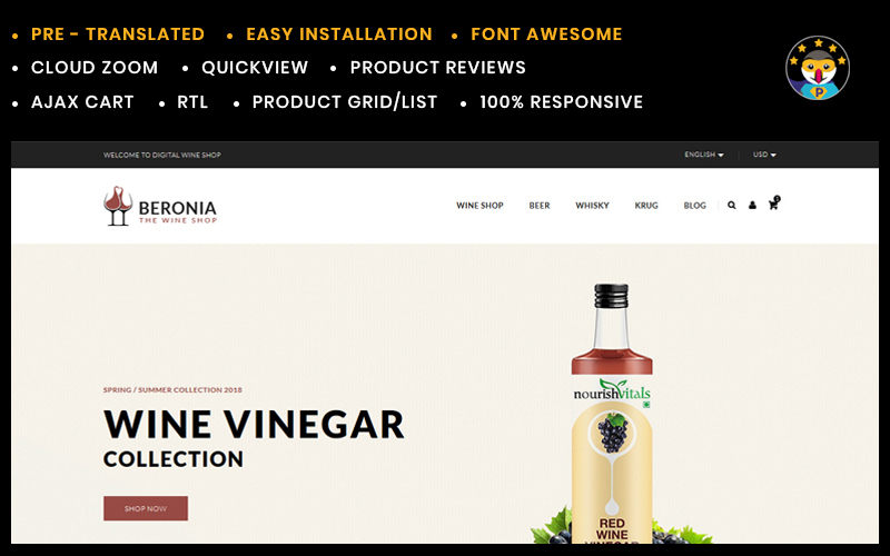 Beronia Wine Prestashop Theme