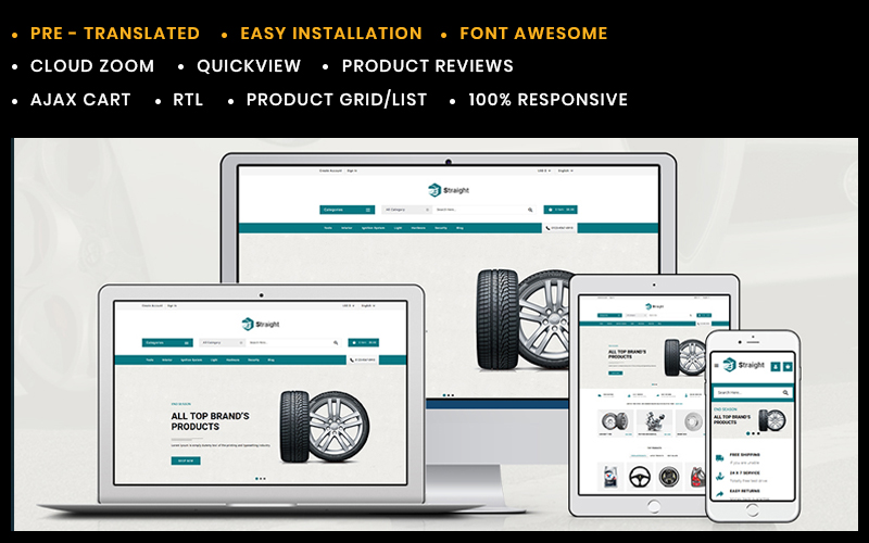 Straight Auto Parts Prestashop Theme