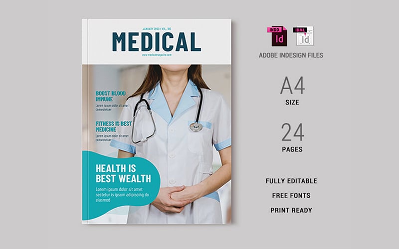 Health Magazine Template Indesign
