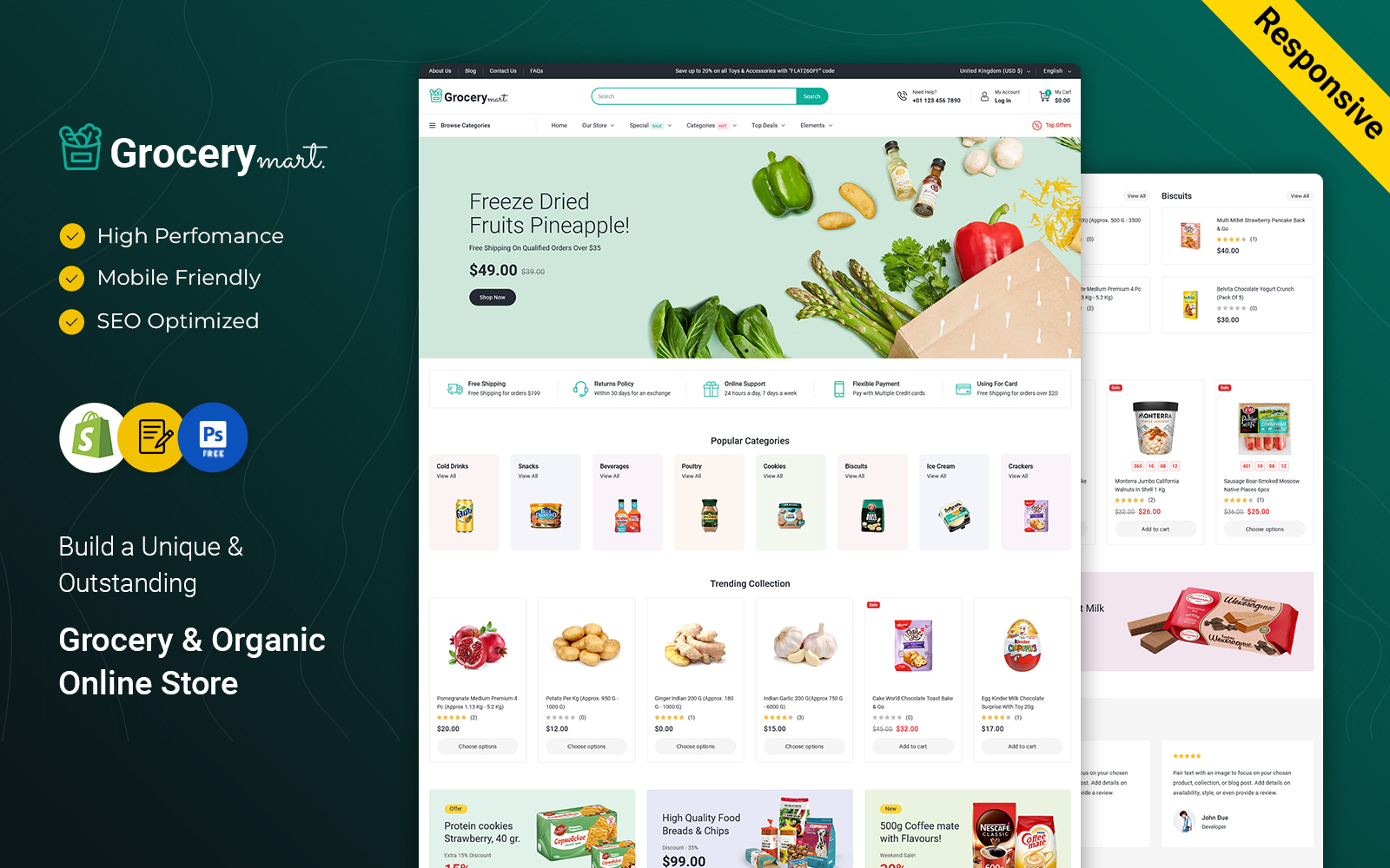 Grocery Mart - Grocery Vegitables and Organic Responsive Shopify Theme