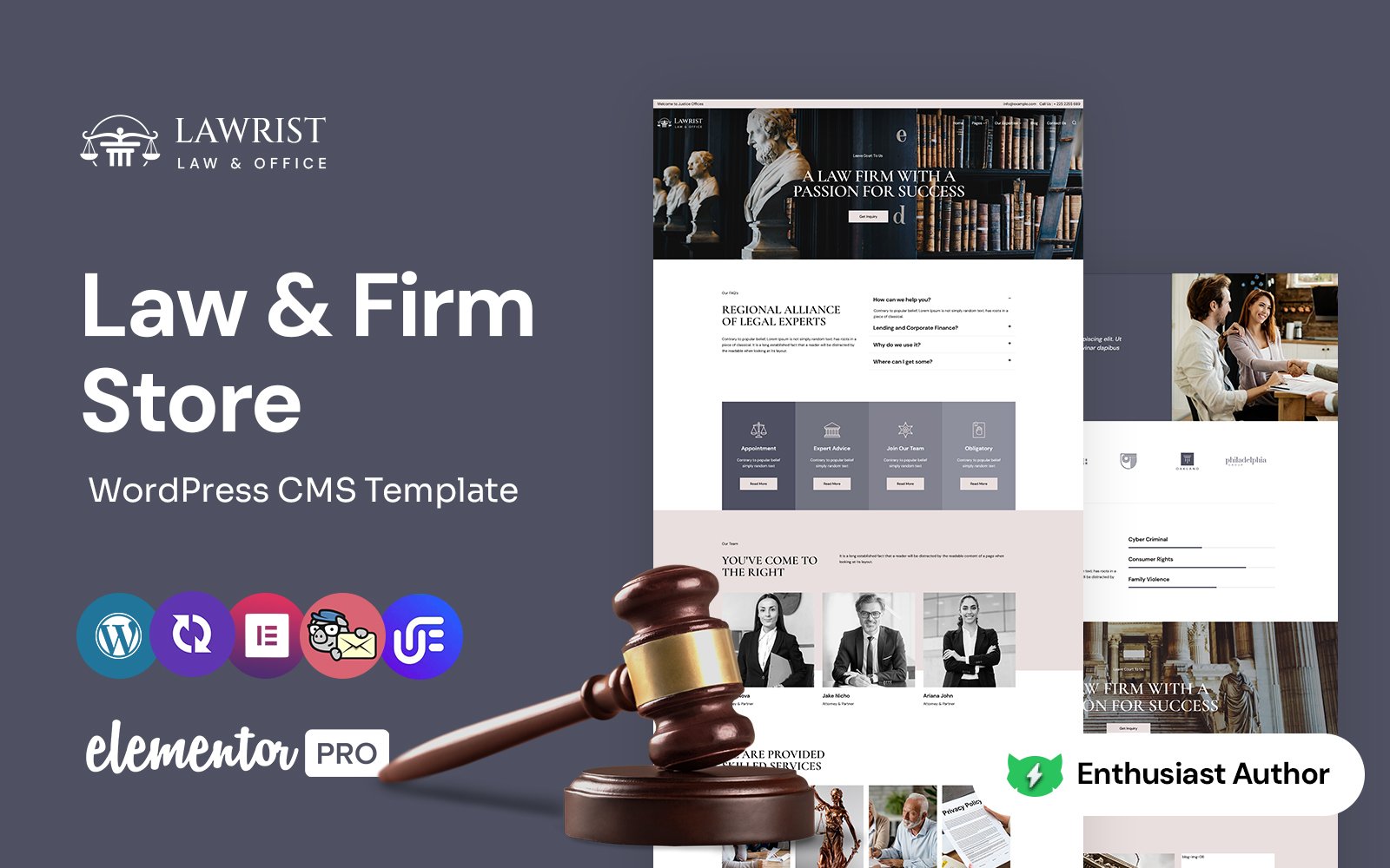 Lawrist - Law Firm And Lawyer  WordPress Elementor Theme