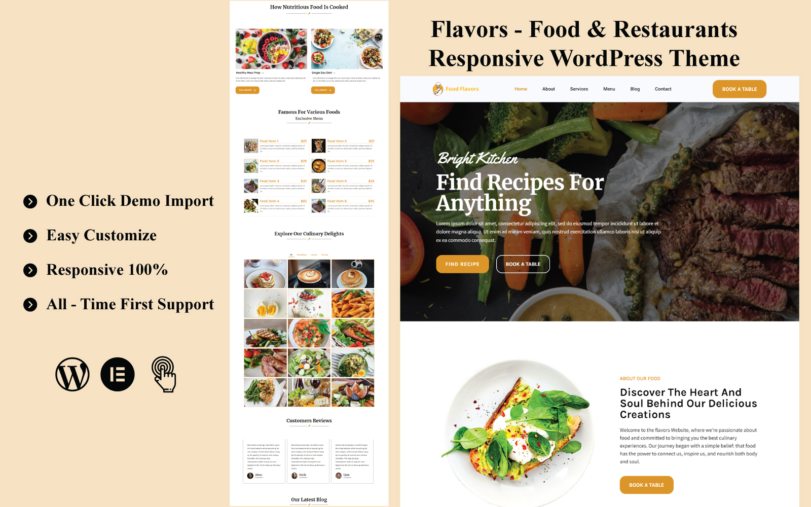 Flavors - Food & Restaurants  Responsive WordPress Theme