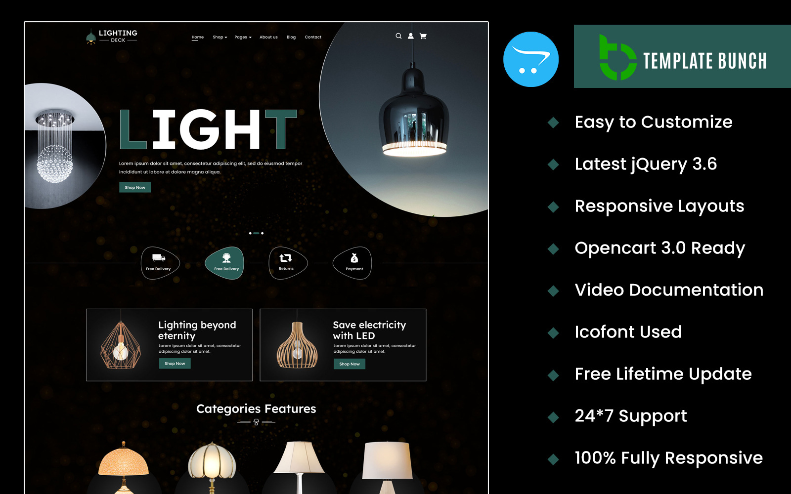 Lighting Deck - Responsive Opencart Theme for eCommerce Website Template