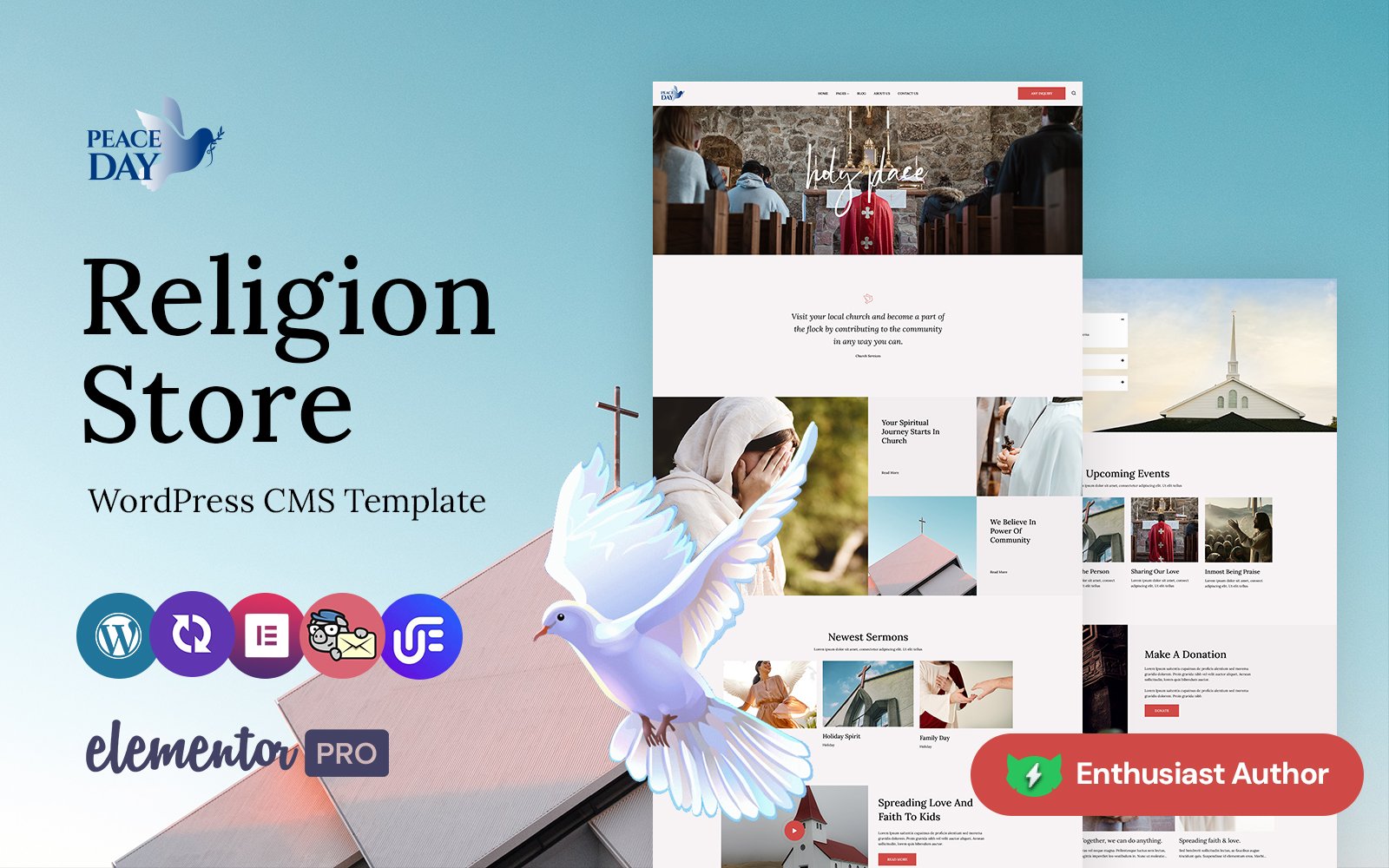 Peace Day - Religion and Buddhist Multipurpose WordPress Elementor Theme