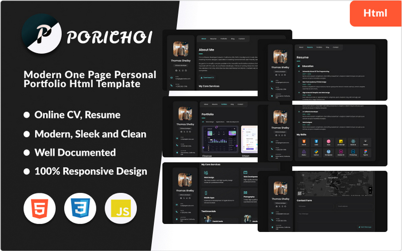 Porichoi - Modern One Page Personal Portfolio Html Template