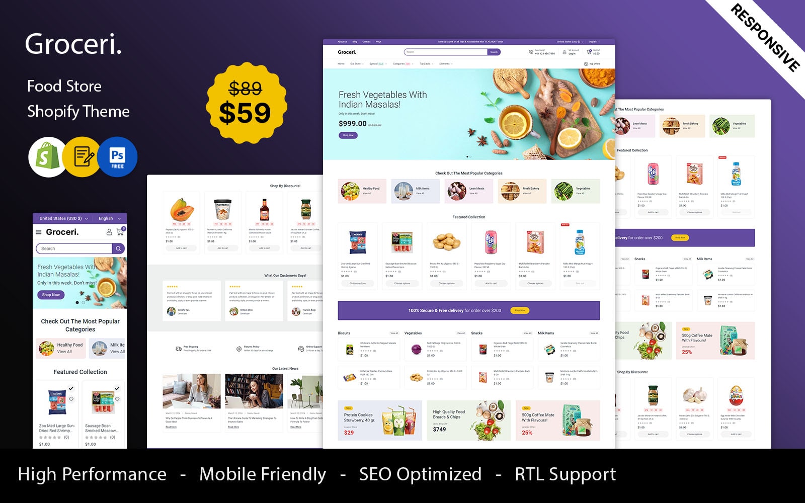 Groceri - Grocery Fruits and Vegitables  Responsive Shopify Theme